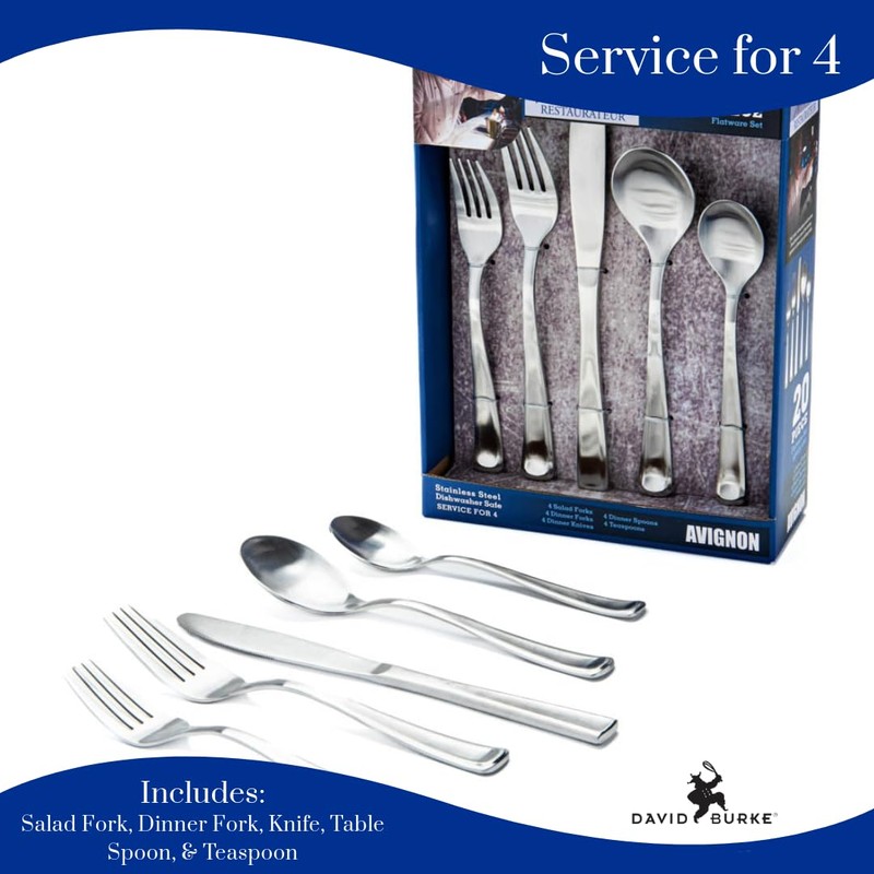 David Burke 20-Piece Avignon Flatware Set - Premium Stainless Steel