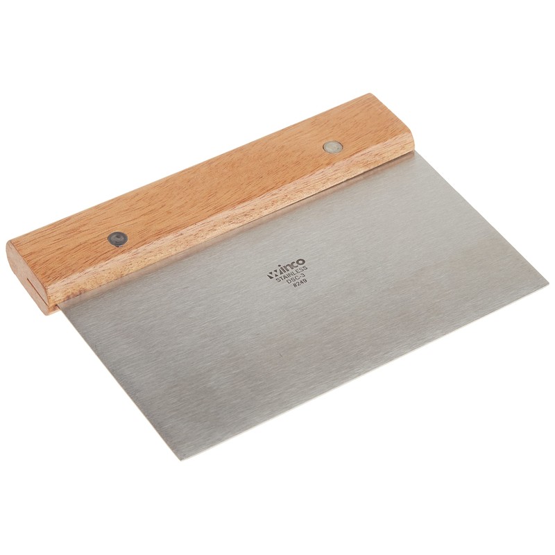 Winco Winware Stainless Steel Dough Scraper with Wood Handle