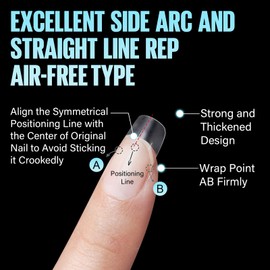 TOMICCA Short Squoval Nail Tips, 240Pcs Acrylic Half Cover Tips, 12 Sizes No C Curve Full Matte Gel Nail Tips, Nail Extension Tips for Beginner and Professional