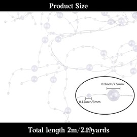 GORGECRAFT 2m White Pearl Chain String Artificial Vase Beads Filler 7.5+3mm Bead Garland Flowers Wedding Party Decoration for Wedding Centerpieces Table Decor Valentines Party Crafts