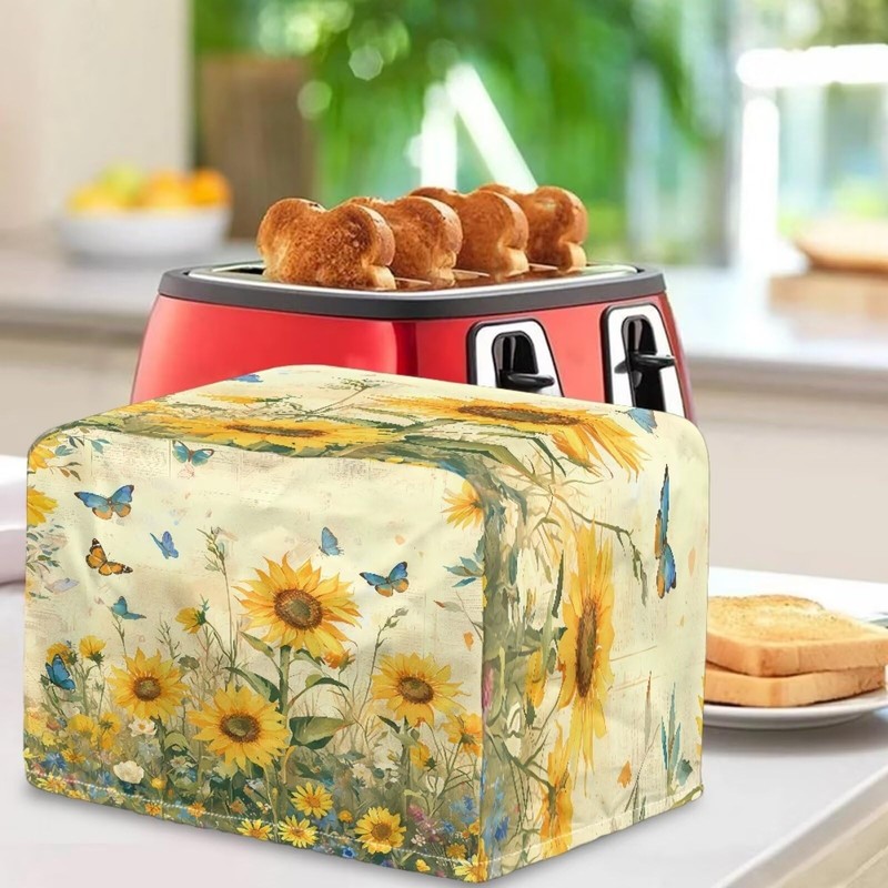 Tnasranmo Sunflower Butterfly Toaster Cover No Base, 4 Slice Wide