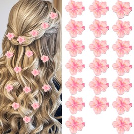 Spring Flower Hair Clips,20Pcs Cherry Blossoms Alligator Clips,Pink Floral Hairgrips for Women,American Sakura Festival Hair Accessories for Girls Children
