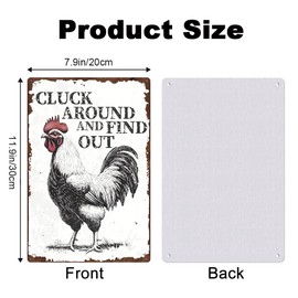 DOODLREAM Vintage Chicken Coop Metal Tin Sign Farmhouse Decor Cluck Around And Find Out Funny Rustic Chicken Decoration For Home Kitchen Farm Backyard Garden 20 x 30cm