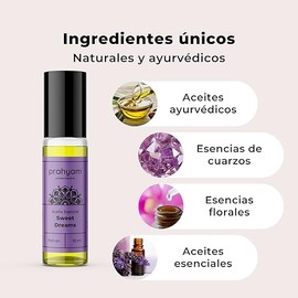 Aceite Esencial de Aromaterapia Sweet Dreams para Ansiedad, Dormir y Meditacion - Difusor de Aceites Esenciales para la Piel - Regalos para Mujer Cumpleaños - Roll On de 10 ml - PRAHYAM AYURTHECARY