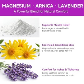 Crema de magnesio para el sueño y alivio muscular, loción nocturna de magnesio con árnica y lavanda para calmar pies, piernas y rodillas, ingredientes