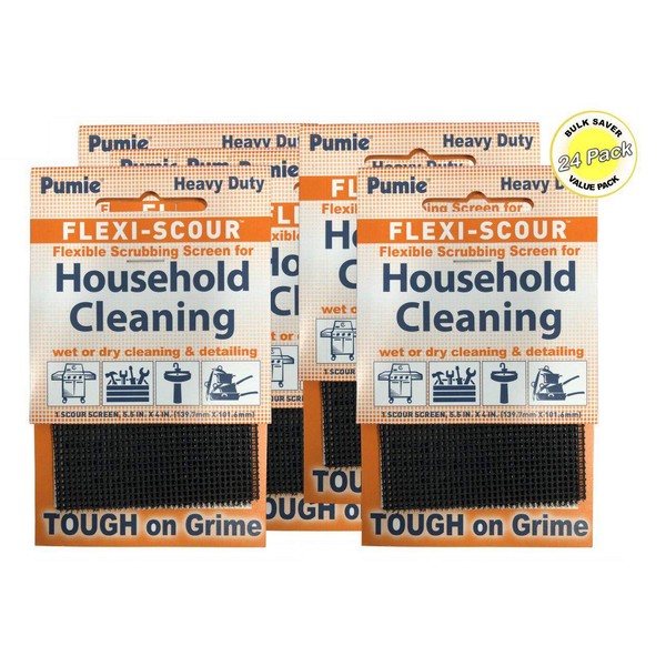 PUMIE Flexi-Scour Flexible Scrubbing Screen for Household Cleaning, 5.5" x 4", Abrasive Grit Cleaning Screen, Clean Grills, Remove Carbon, Rust and Scale, Pack of 24