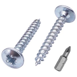 SKIR'CO (150 pcs) Zinc Plated Steel 3.5 x 30 mm Silver Wood Screws, Metal Screws, Wafer Head, Pozidriv, Self Tapping