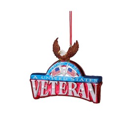 Glass "Proud To Be A United States Veteran" Ornament