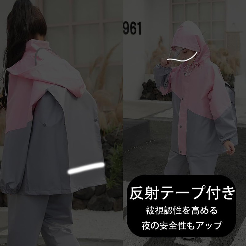 Nokueh Kids' Raincoat, Compatible with School Bags, Top and Bottom