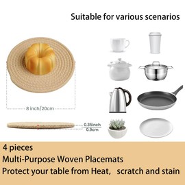 Pot Holders Trivets Set 4 Pcs 100% Pure Cotton Thread Weave Potholders for Kitchens Stylish Coasters, Hot Pads, Hot Mats,Spoon Rest for Cooking and Baking, 7.9 Inches