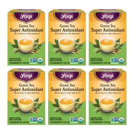 Yogi Tea Green Tea Super Antioxidant Tea - 16 Tea Bags per Pack (6 Packs) - Organic Green Tea for Antioxidant Support - Includes Green Tea Leaf, Licorice Root, Jasmine Green Tea Leaf & More.