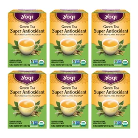 Yogi Tea Green Tea Super Antioxidant Tea - 16 Tea Bags per Pack (6 Packs) - Organic Green Tea for Antioxidant Support - Includes Green Tea Leaf, Licorice Root, Jasmine Green Tea Leaf & More.