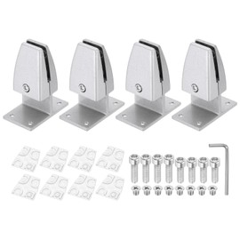 PATIKIL 2.8x1.7x3.6 Desk Divider Support Clamp, 4 Pcs Aluminum Desk Shield Clamp Desk Divider Partition Clamp Sneeze Guard Clamp Bracket for Office Home Desk Panel, Silver