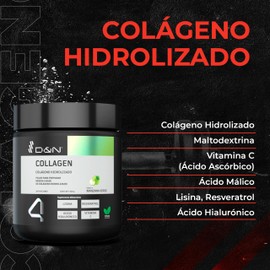 Colágeno Hidrolizado en Polvo 420 gr | Manzana Verde | Con Vitamina C, Ácido Hialurónico y Resveratrol | Suplemento Alimenticio | 28 Servicios