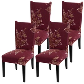 YISUN Stretch Dining Chair Covers Removable Washable Short Dining Chair Protect Cover for Hotel,Dining Room,Ceremony,Banquet Wedding Party (Red, 4 PCS)