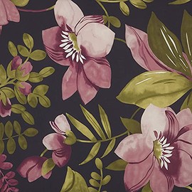 Kt KILOtela - Dralon® Outdoor Digital Printing Canvas Fabric Non-fading 100cm Length x 295cm Width | Flowers Guarana - Purple, Dark Grey - 1 Metre
