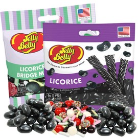 Black Licorice Lovers Jelly Bean Assortment with Bridge Mix and Beans Candy, Assorted Gourmet Shareable Candy, Pack of 2, 3.5 Ounces Each