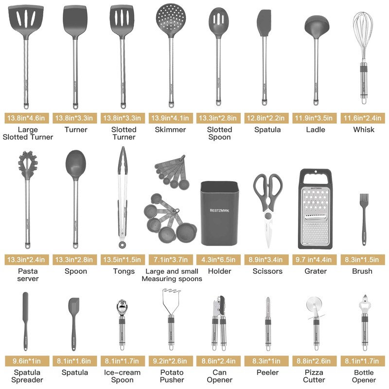 Kitchen Utensil Set-Silicone Cooking Utensils-33 Kitchen Gadgets & Spoons for