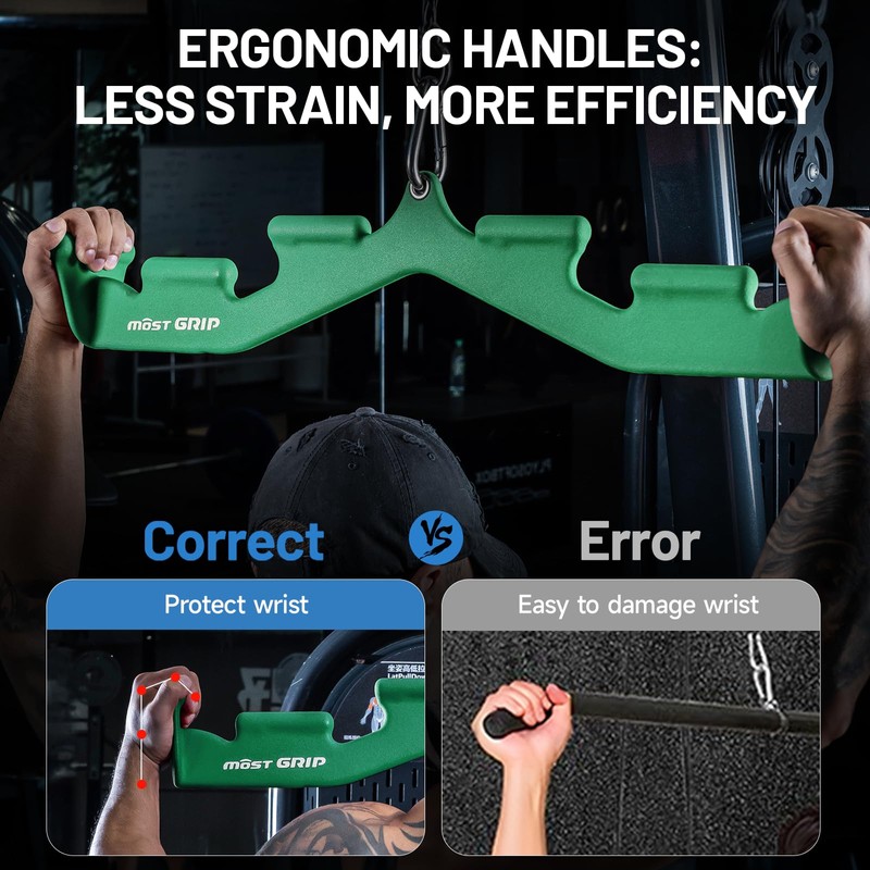 MOST GRIP LAT Pull Down Bar with 6 Ergonomic Handles,