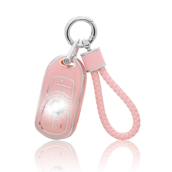 YO&YOYE for Buick Key Fob Cover with Keychain, Pink Soft