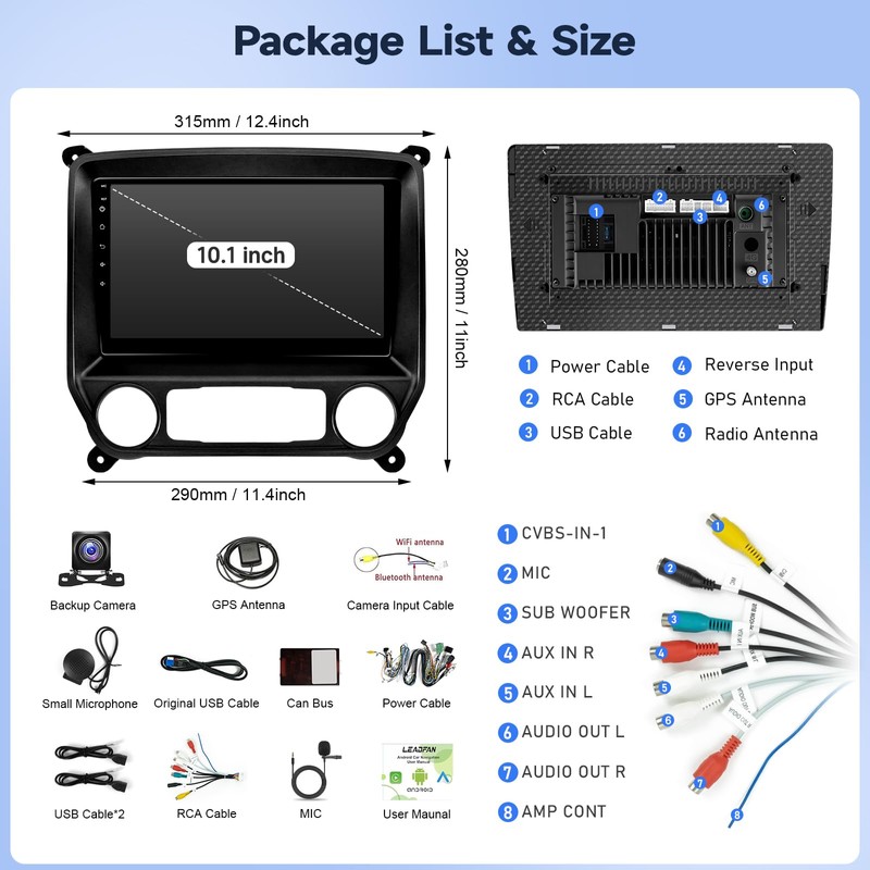 Leadfan Car Radio for Chevy Silverado & GMC Sierra 2014-2018