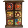 GURU SHOP Apothecary Cabinet with Colourful Ceramic Drawers, Spice Box,