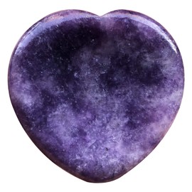 favoramulet Heart Love Crystal Thumb Worry Stone Pocket Palm Stones for Anxiety Therapy Geometry Chakra Healing Reiki Balancing, Purple Strengite