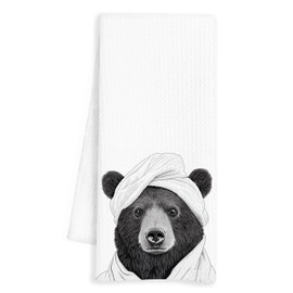 INDAJEDN Cute Bear Bathroom Hand Towels, Bear Gifts for Bear Lovers, Bear Hand Towels for Bathroom, Bear Bathroom Decor, Kids Bathroom Decor, Cute Animal Bathroom Decor, 16x24 Inch
