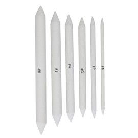 Art Blending Stumps and Tortillions Set, 6 Pieces, Drawing and Sketching Tools with Sandpaper