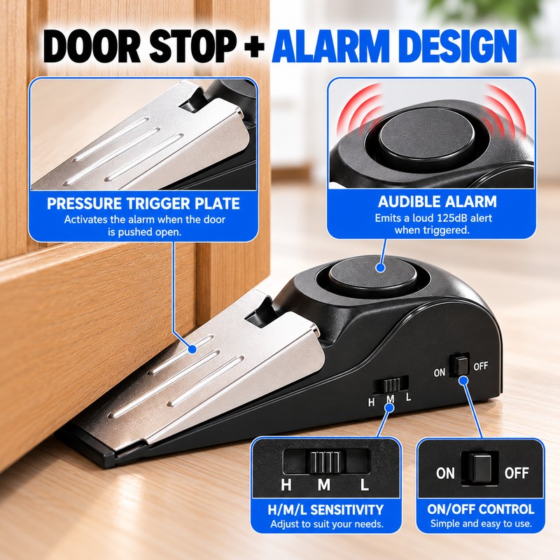 2 Pcs Door Stop Alarm for Home & Travel –