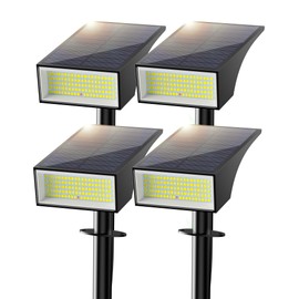 Koicaxy Solar Spot Lights Outdoor 4 Pack, 100 LEDs 4 Lighting Modes Landscape Spotlight IP65 Waterproof for Garden, Yard, Pathway, House, Tree, Cool White