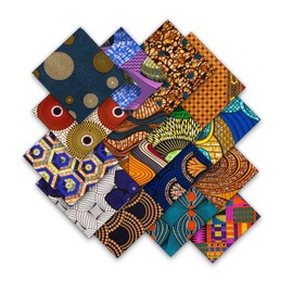16 Pcs 100% Polyester African Fabric Ankara Wax Print, Repeat-Free Ankara Print for Sewing, Craft Projects, DIY Repair Work (50 x 40 cm/19.5 x 15.7 inches)
