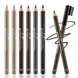 Apooliy 6pcs Waterproof Eyebrow Pencils with Brush,Long Lasting Brow Pen,Brow Definer,Creates Natural Looking Brows Effortlessly