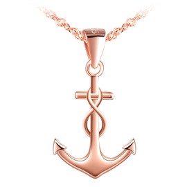 MicLee Women's 925 Sterling Silver Necklace Simple Anchor Infinity Sign Pendant Infinity Chain with Gift Bag Super Gift for Couples Mother Daughter, Silver