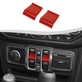 SQQP Center Console Window Button Switch Trim Cover Fit for 2018-2025 Jeep Wrangler JL JLU & Gladiator JT(Red)