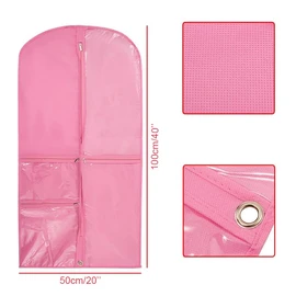 5 Pcs Costume Dance Garment Bag with 3 Clear Zipper Pockets for Suits Dress Cover, Travel & Competitions Protector(Pink)