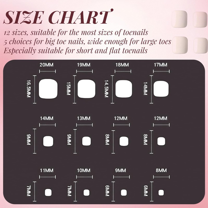Mrltau 24 Pieces High Gloss White Press On Toenails, Short