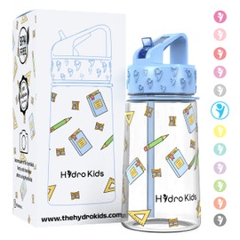 HydroKids Water Bottle with Straw – 400ml BPA Free Kids Water Bottles for School Travel Sports – Leakproof Childrens Drink Bottle for Girls Boys Childs