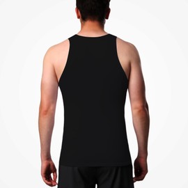 HYCOPROT Men's Athletic Compression Shirt Sleeveless Muscle Dry Fit Workout Tank Top for Running Training Black