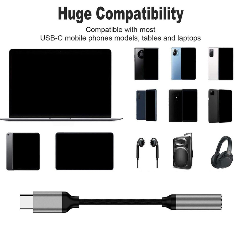 3.5 Mm Headphone Jack Adapter, Type C to Jack Dongle