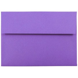 JAM PAPER A7 Colored Invitation Envelopes - 133.3 x 184.1 mm (5 1/4" x 7 1/4") - Violet Purple Recycled - 50/Pack