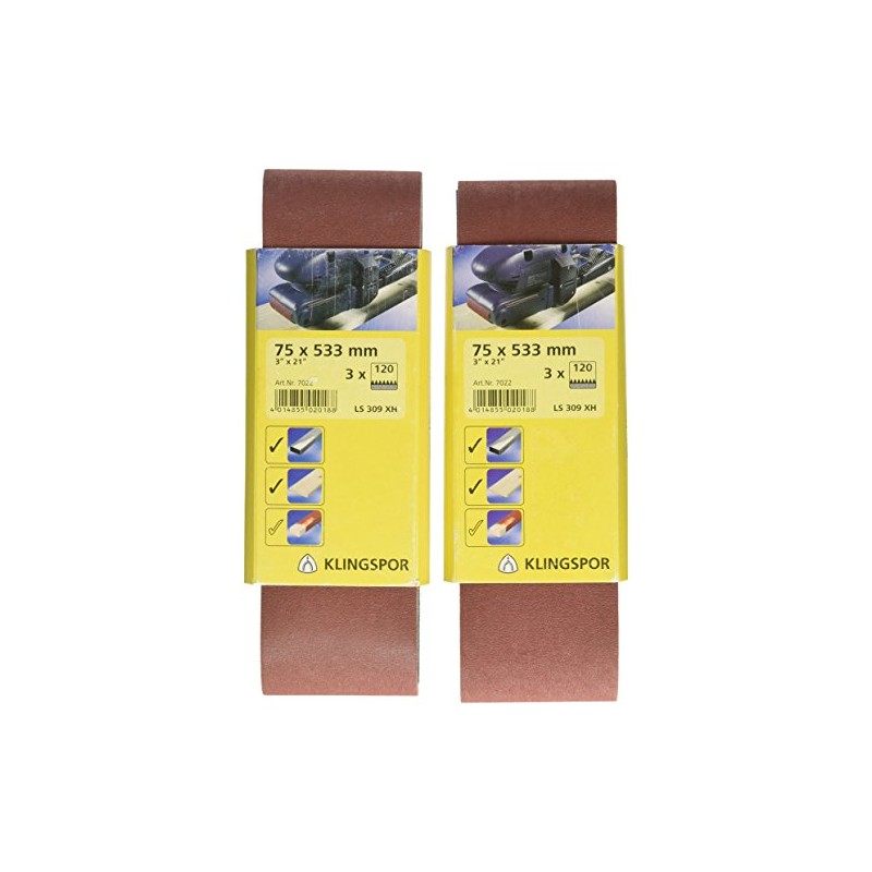 Klingspor 7022"LS 309 XH" Grit 120 Sanding Belt, Brown, 75