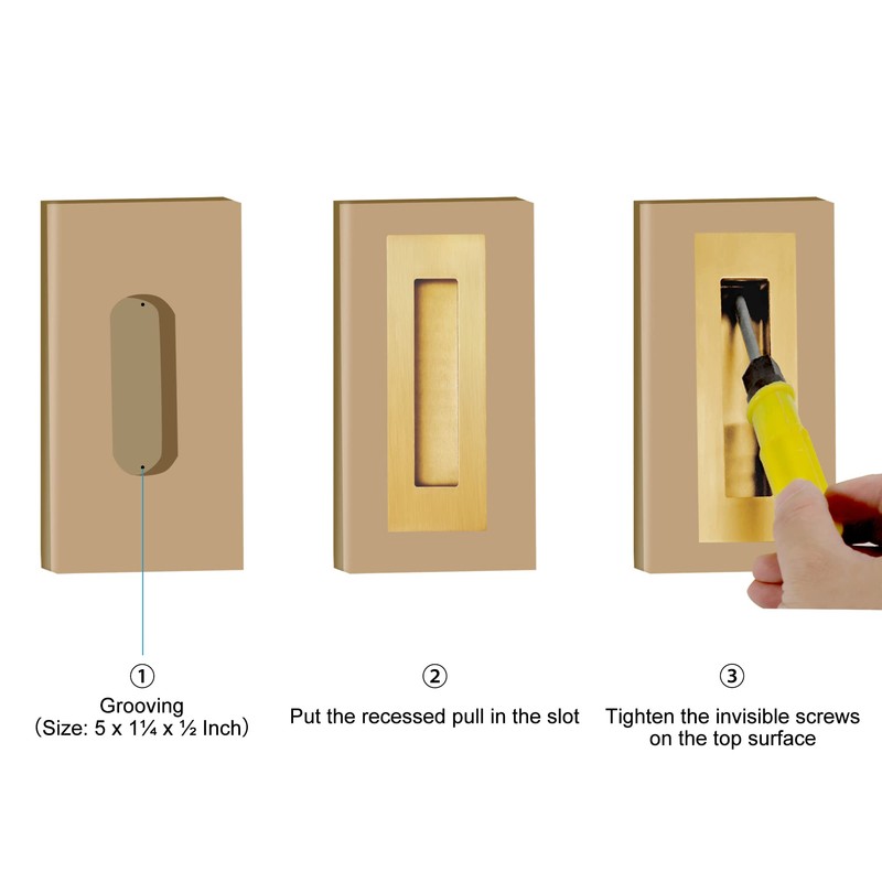 Malimali Recessed Finger Flush Pulls for Pocket, Sliding Barn Door