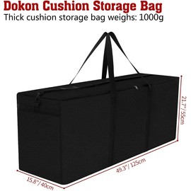 Dokon Garden Furniture Cushion Storage Bag, Waterproof, Anti-UV, Heavy Duty Rip Proof 600D Oxford Fabric Christmas Tree Storage Bag with Handle (125x40x55cm)