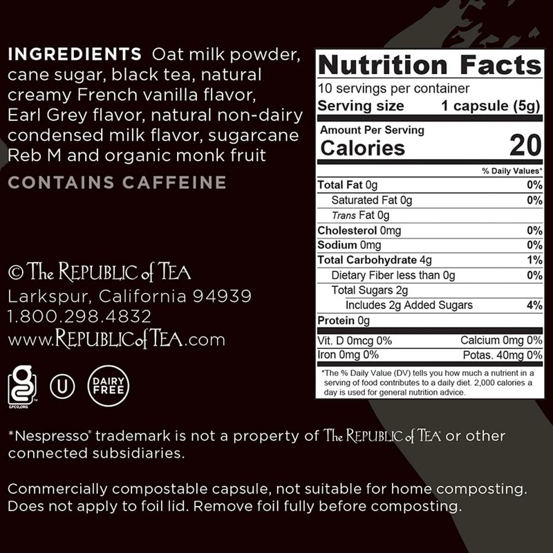The Republic of Tea - London Fog Latte Capsule-Compatible Pods,