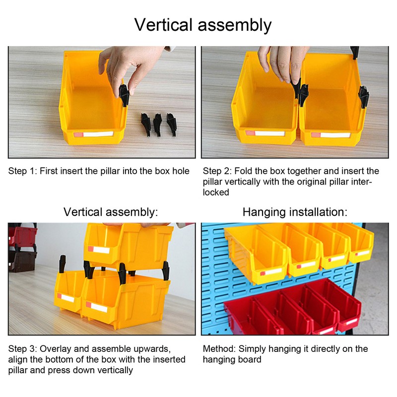 Garage Organizer Bin 377x213x178mm Thickened Slant Mouth Vertical and Back
