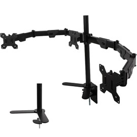 3 Monitor Desk Mount – Triple Monitor Stand Fits 17-32 Inch Screens (Max 19.8 lbs Each) – Adjustable Computer Stand – VESA Compatible – Clamp/Grommet Base – Perfect for Home & Office