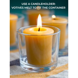 CANDWAX Pure Beeswax Votive Candles Set of 6 - Handmade Honey Yellow Votive Candles Beeswax Natural - 10 Hours Burning Pure Bees Wax Candles for Home