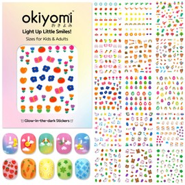 okiyomi 15 Sheets of Nail Stickers for Kids - 700 Cute Designs - Decorations for Nail Art - Nail Art Decals - Toddler to Adults - Flower, Bunny - Nail Sticker Kids - Glow in The Dark