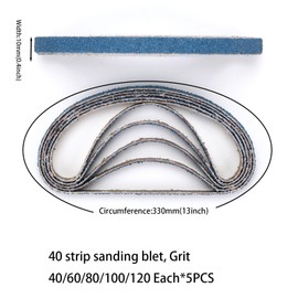 Sanding Belts 10 x 330 mm 5 Different Grits Each 5 x 40/60/80/100/120/180/240/320 for Compressed Air Belt Sander, Polishing Metal, Power File Sandpaper Set of 25